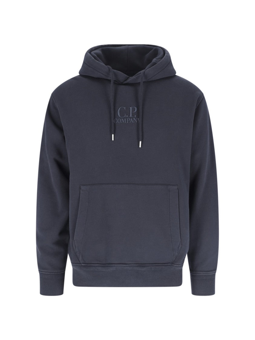 C.P. Company Navy Cotton Hoodie With Drawstring Hood