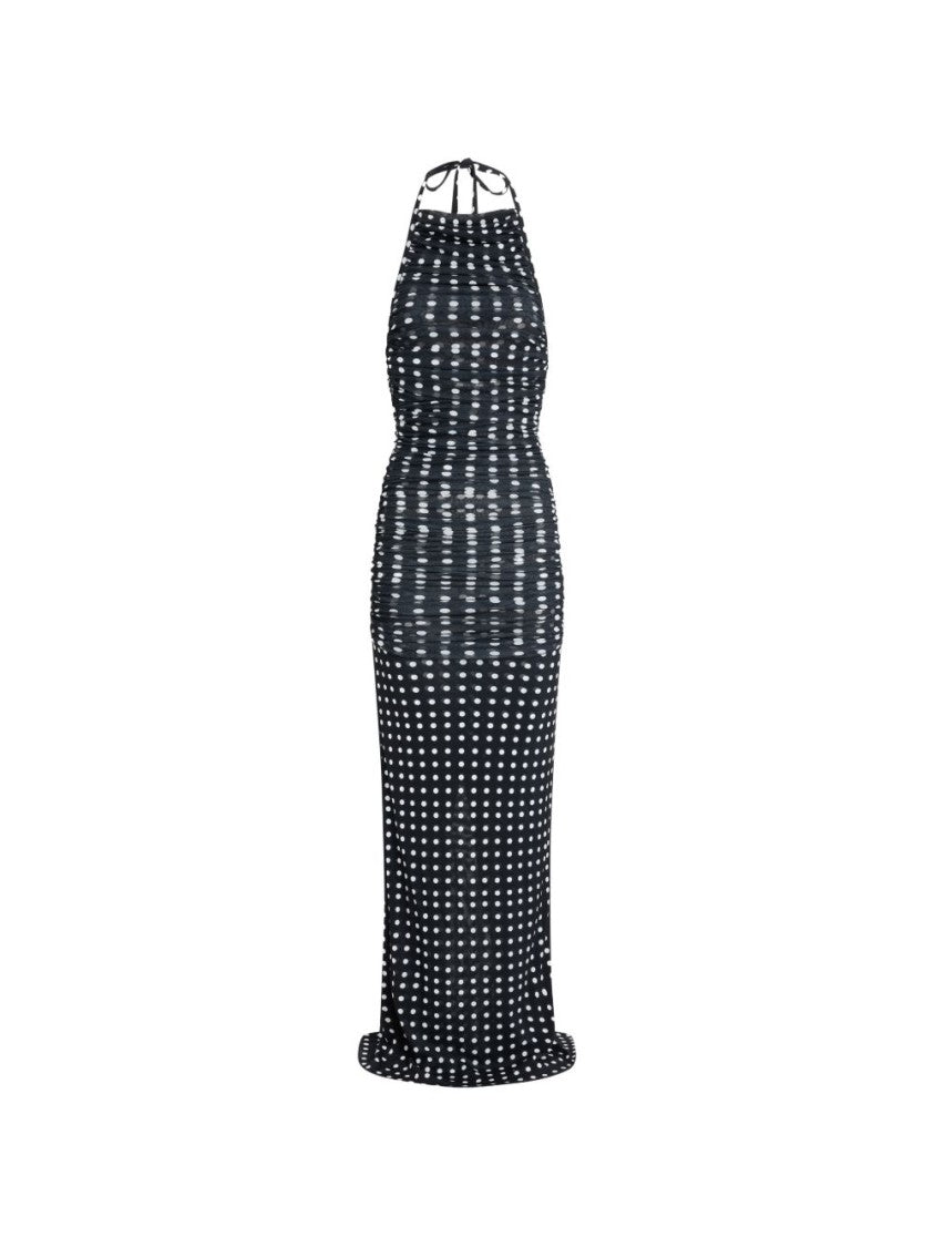 Patou Blue Silk And Nylon Maxi Dress