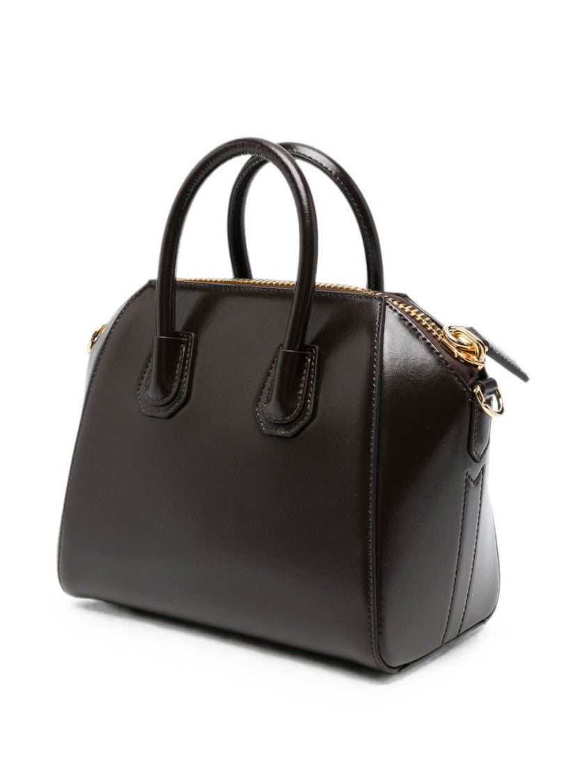 Givenchy Brown Structured Gold-Tone Hardware Handbag