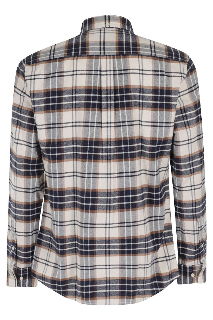 Barbour Ecru Portdown Tailored Structured Check Cotton Casual Shirt