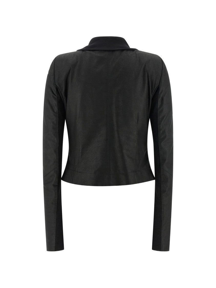 Rick Owens Scarf Biker Cropped Leather Jacket
