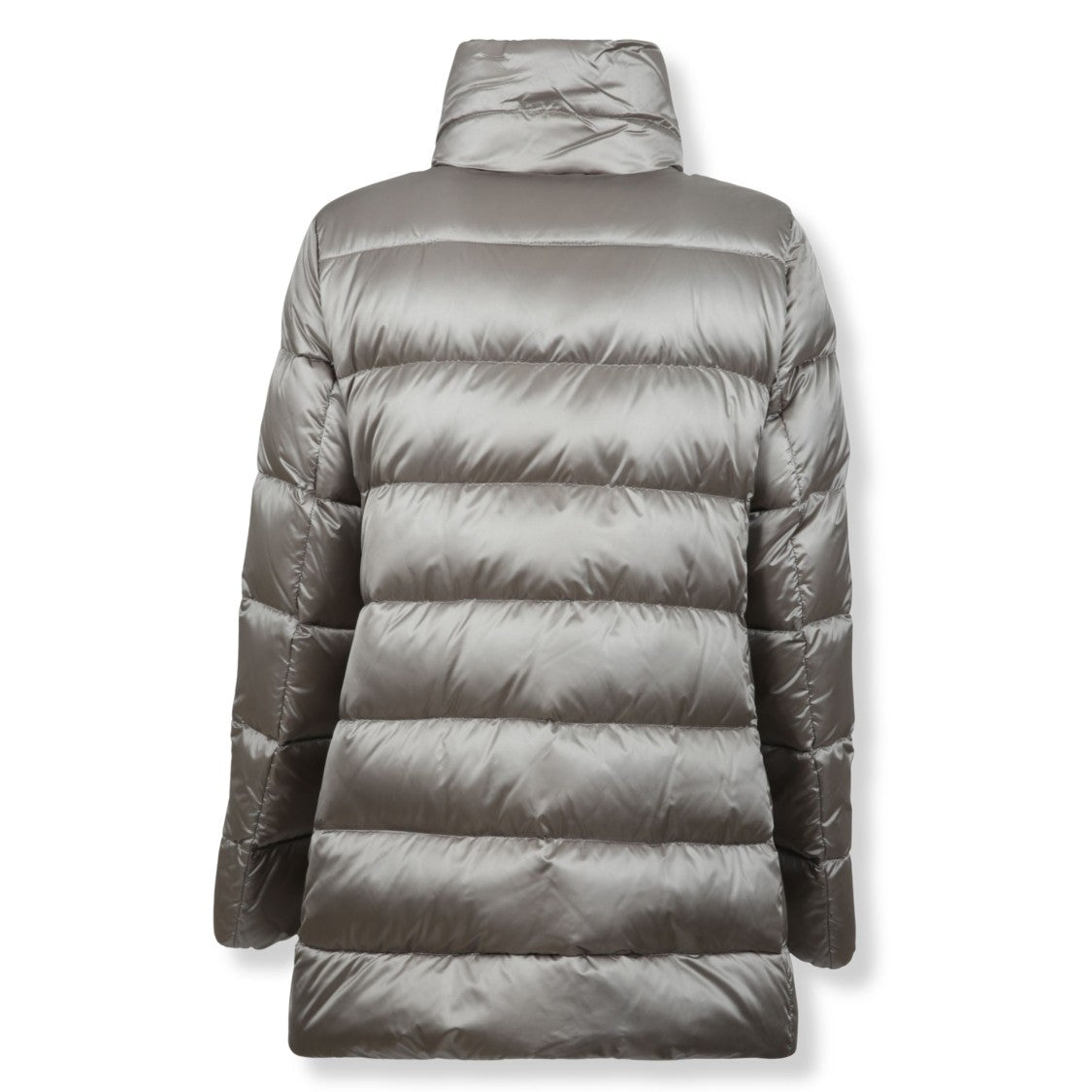 Moorer Water-Repellent Silver Padded Coat With High Collar