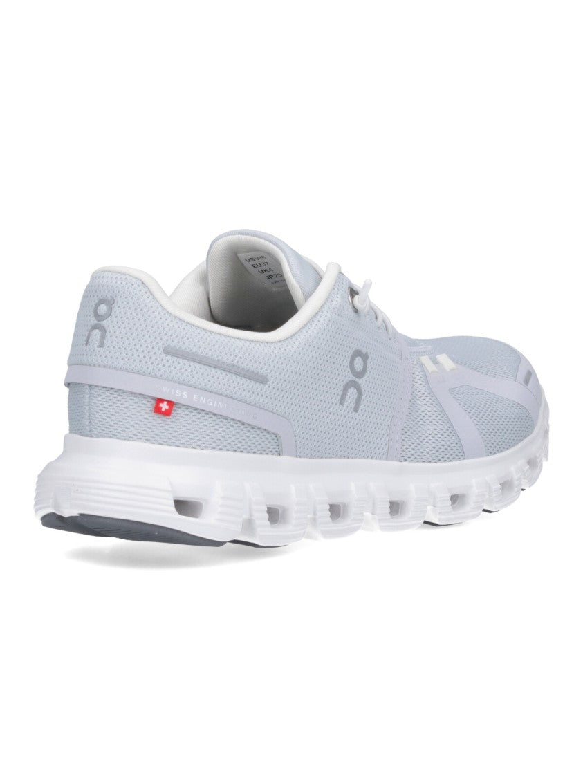 On Lace-Up Grey Fabric Sneakers With Textured Sole