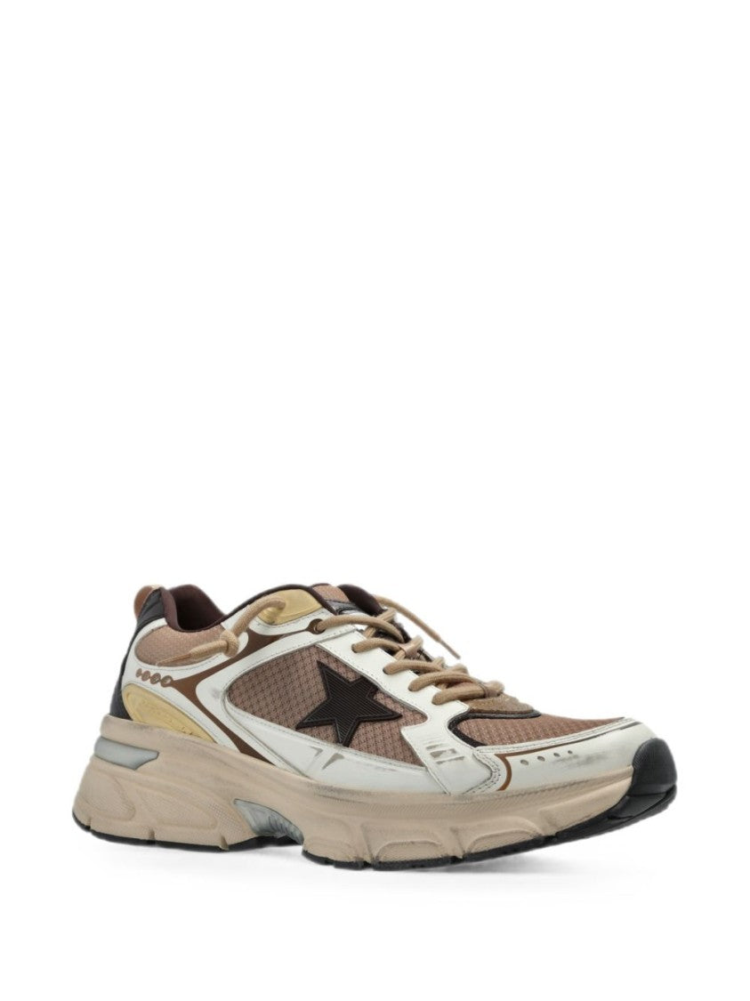 Golden Goose Layered Silk Nylon Chunky Sole Sneakers