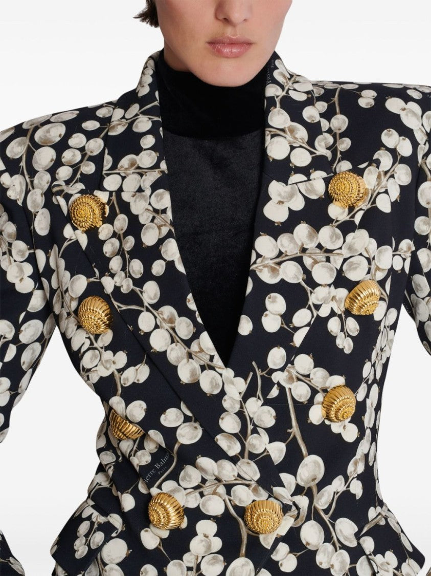 Balmain Graphic Print Double-Breasted Jacket