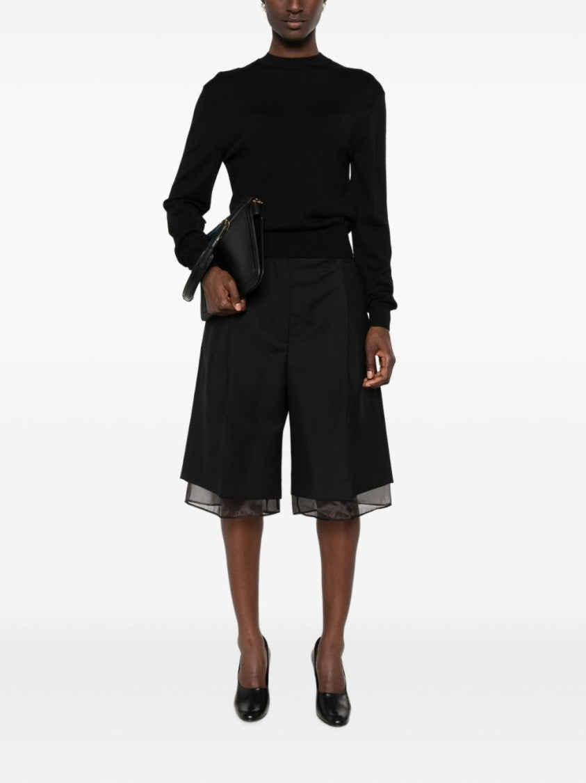 Lanvin Fitted Black Sweater With Silk And Nylon Blend