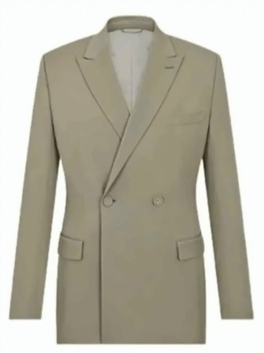 Dior Double-Breasted Wool Coat With Notch Lapel And Flap Pockets