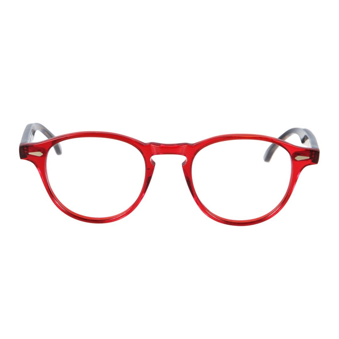 Kador Oxford Rounded Frame Eyeglasses With Bold Red Front