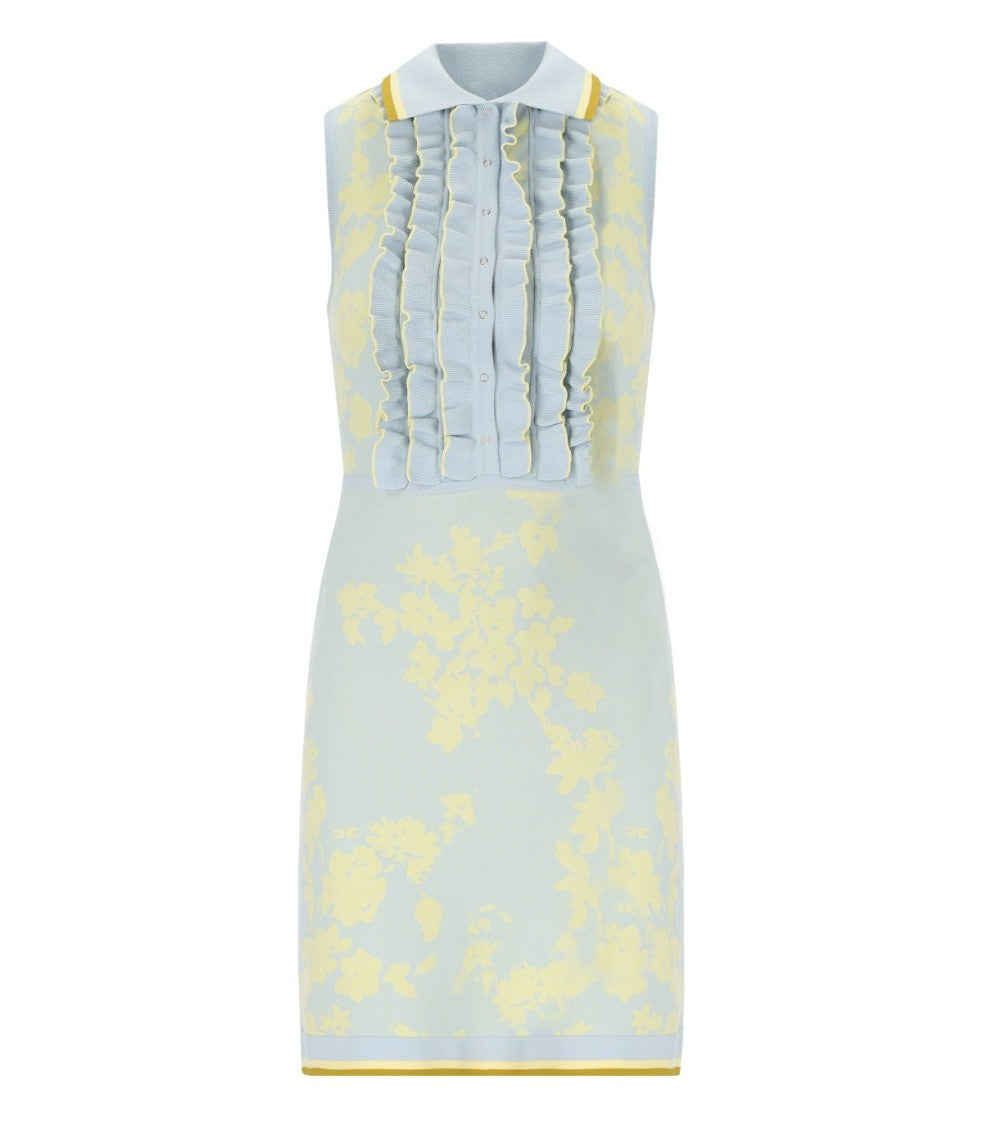 Elisabetta Franchi Sky Blue Lemonade Polo-Style Dress
