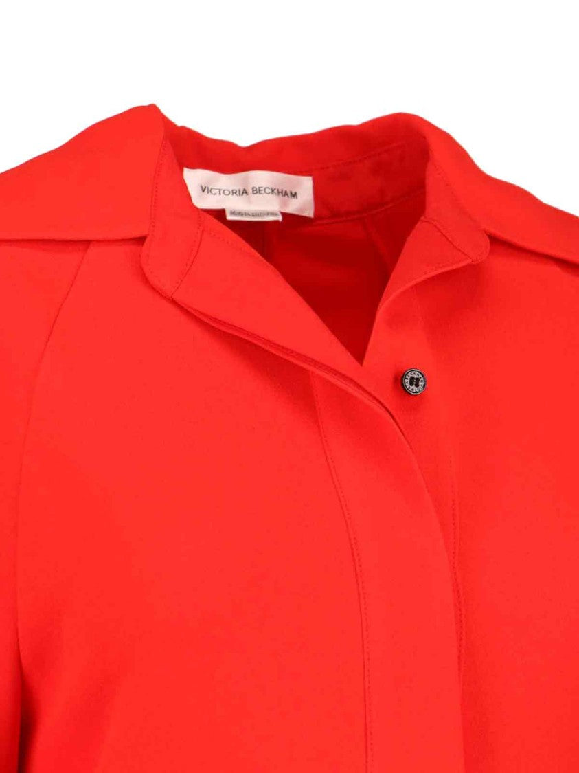 Victoria Beckham Shirt Midi Dress Red