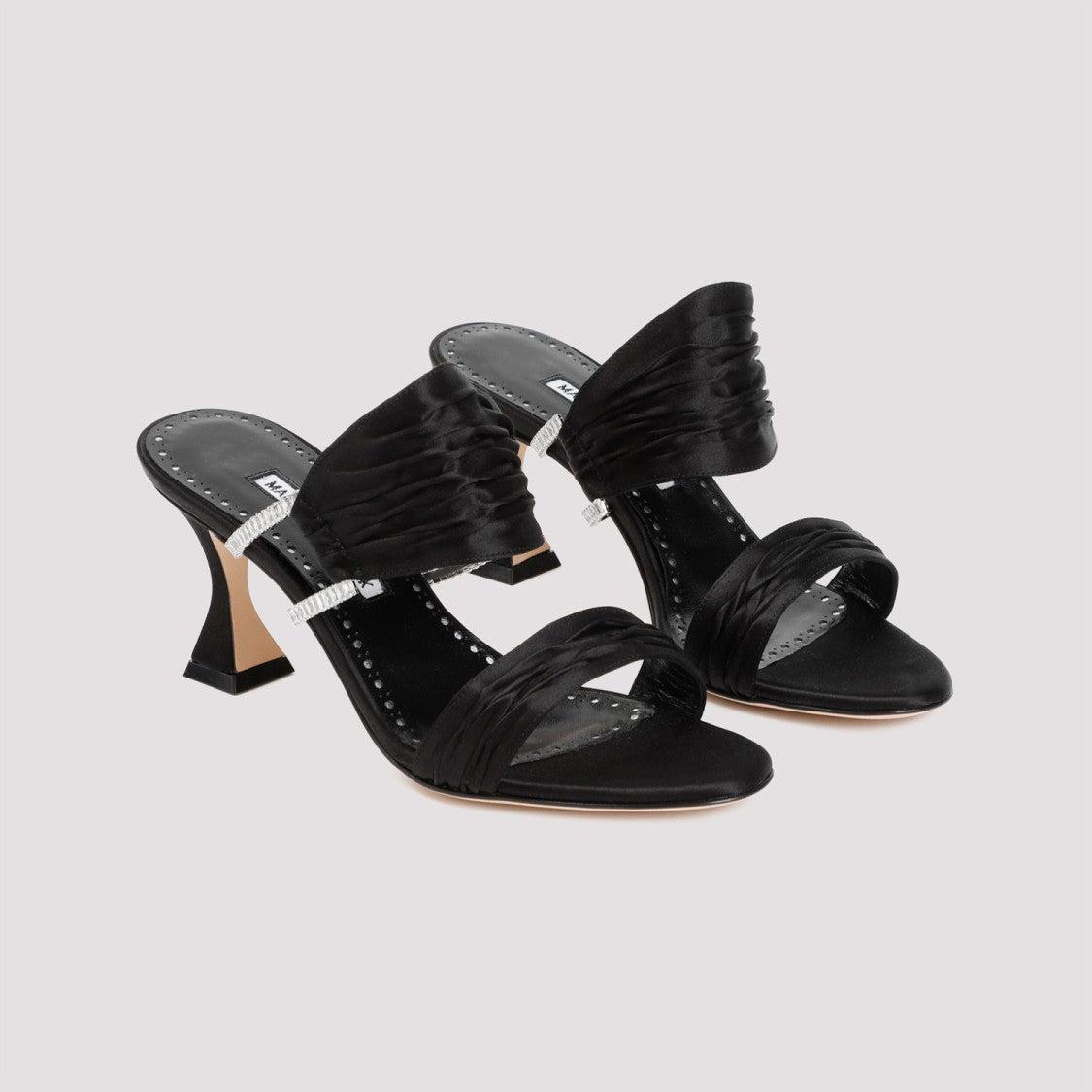 Manolo Blahnik Black Satin Chinap Sandal