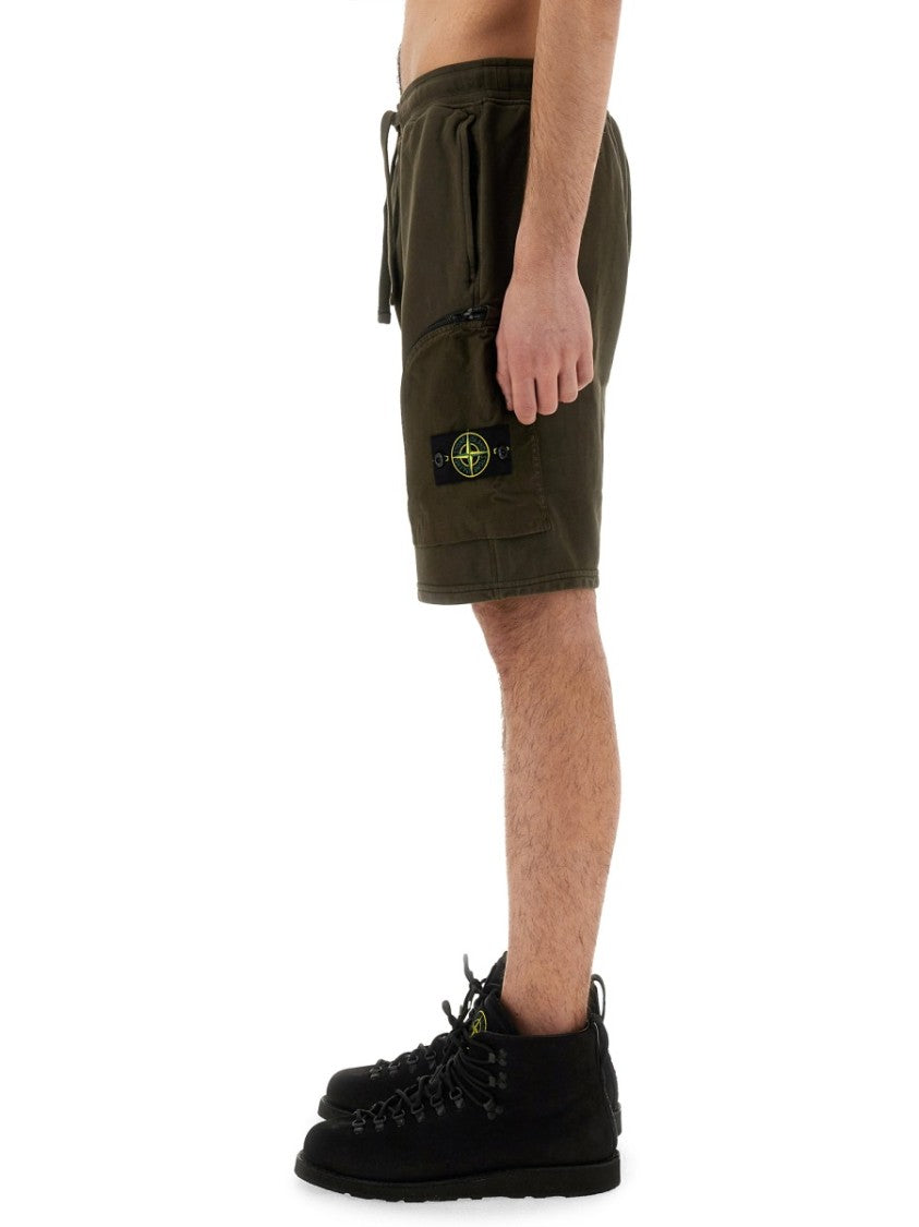 Stone Island Bermuda Cargo Shorts With Elastic Waistband