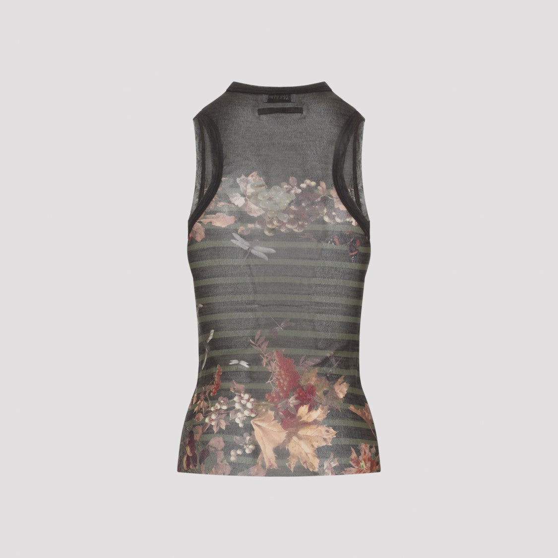 Jean Paul Gaultier Fitted Sheer Floral Print Sleeveless Top