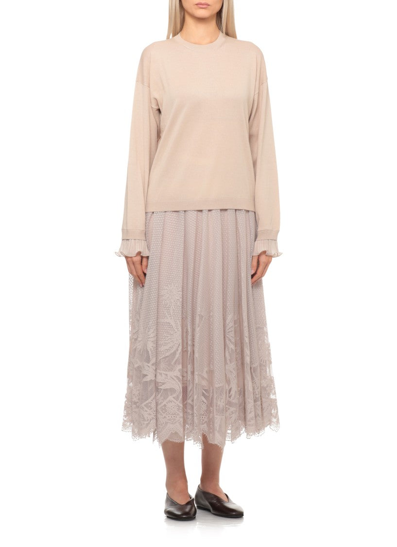Fabiana Filippi Beige Volant Wool-Blend Sweater