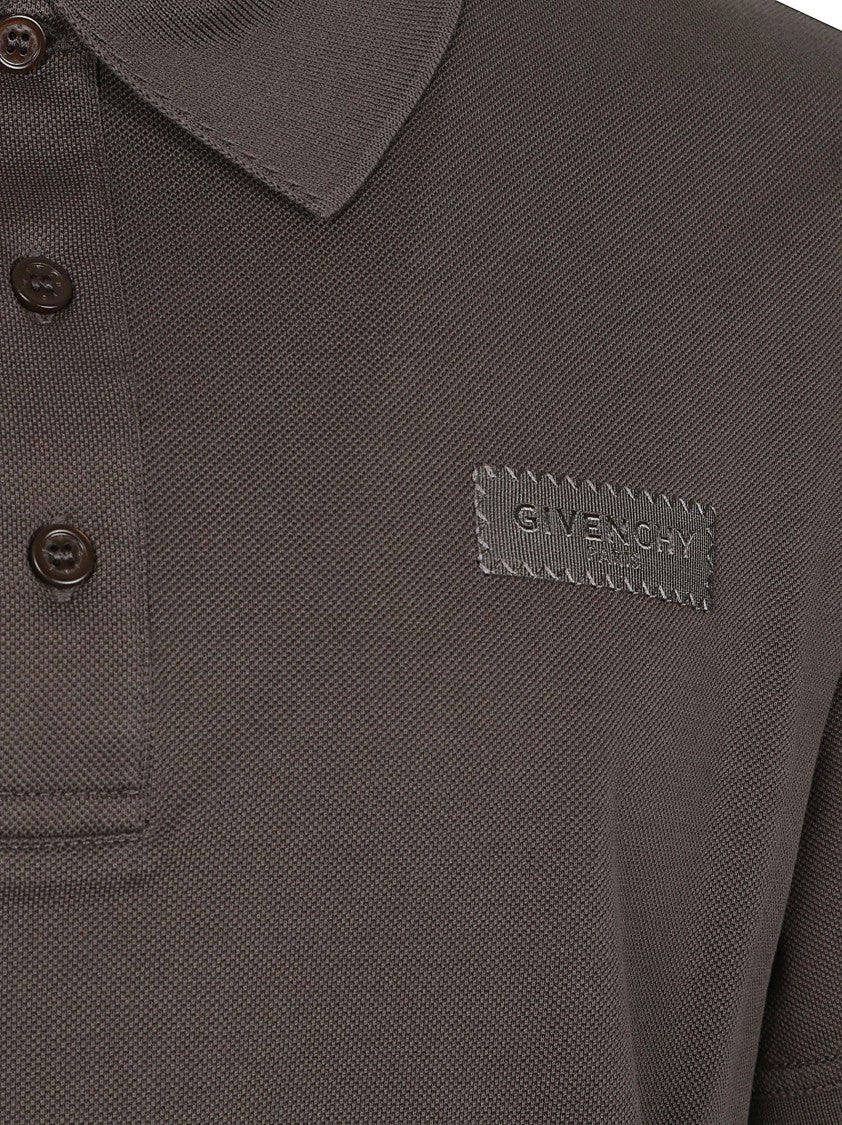 Givenchy Relaxed-Fit Brown Polo Shirt With Textured Fabric