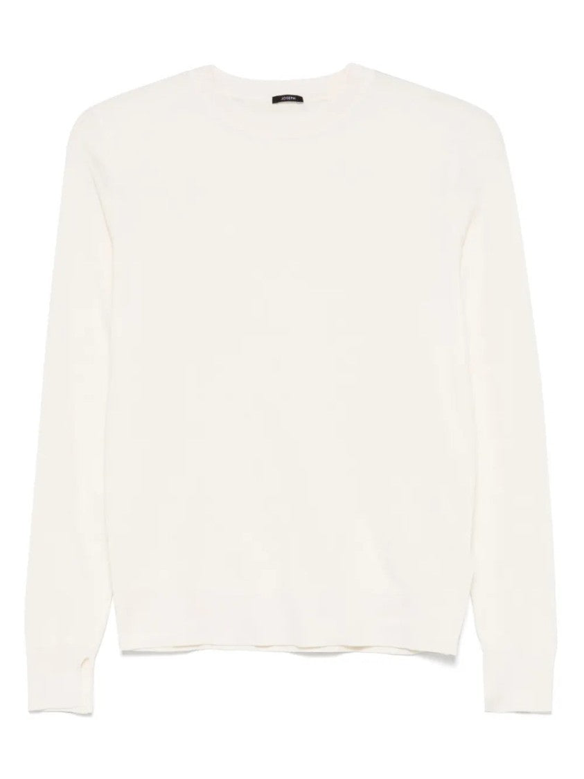 Joseph Light Beige Crew-Neck Top With Ribbed Details