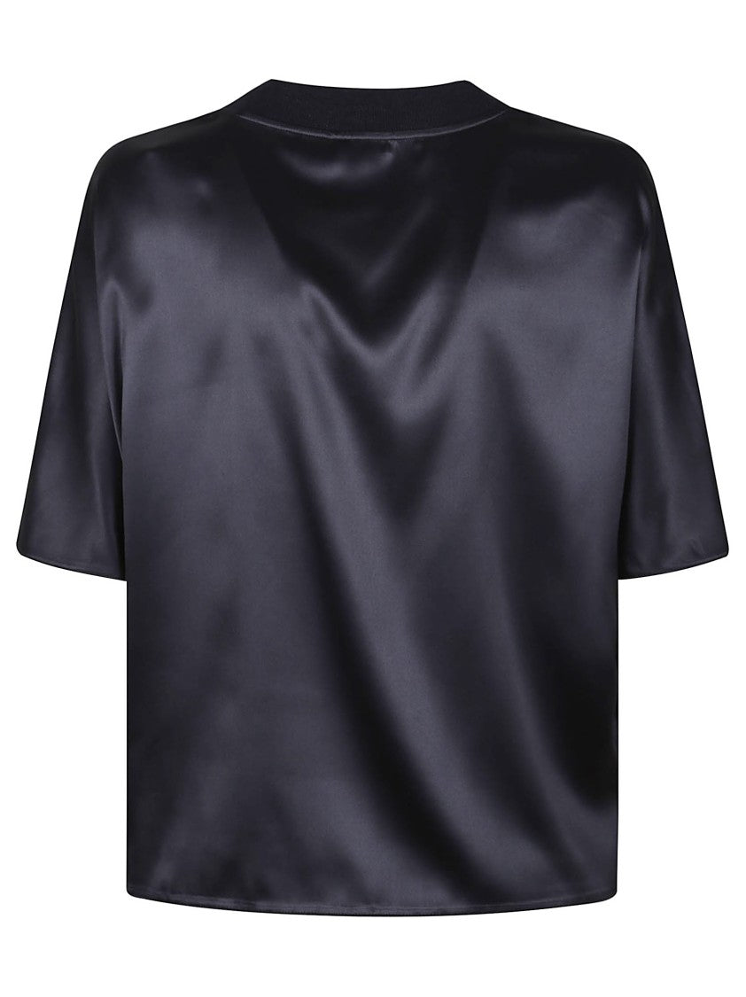 Peserico Midnight Blue Knit Trim Crewneck Shirt