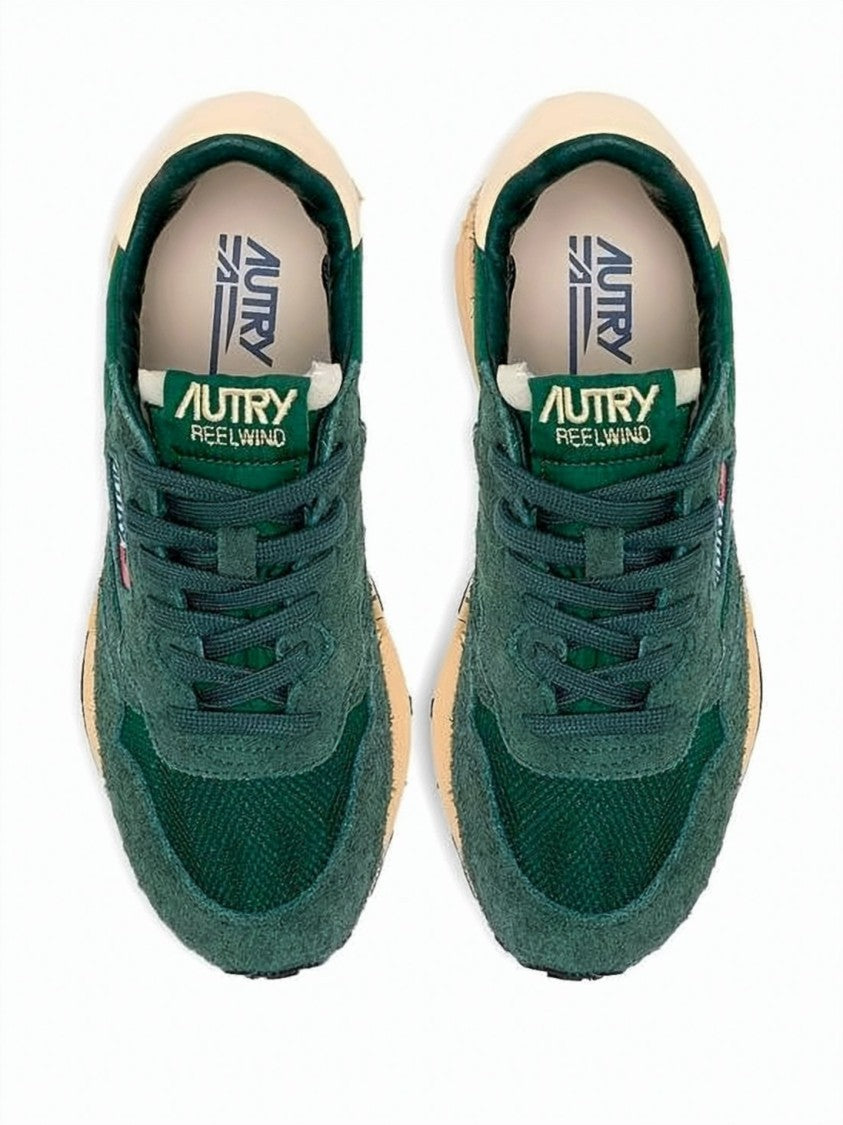 Autry Low-Top Sneakers In Deep Green Suede And Nylon
