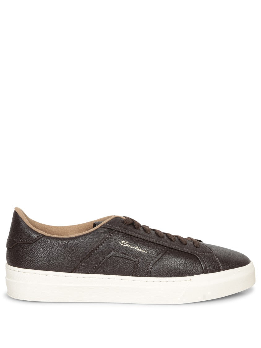 Santoni Calf Leather Sneakers With Durable Rubber Sole