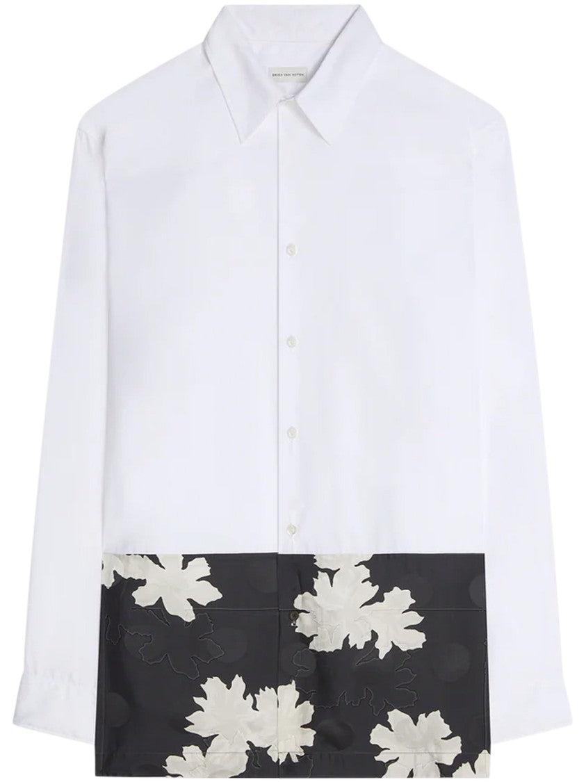Dries Van Noten Contrast Floral Print Button-Down Shirt
