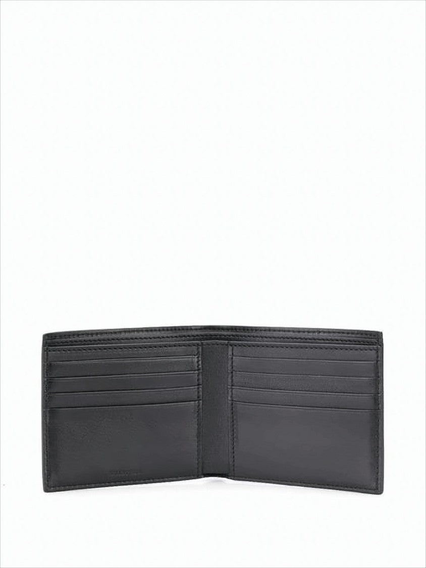 Balenciaga Textured Leather Bifold Wallet With Prominent Logo