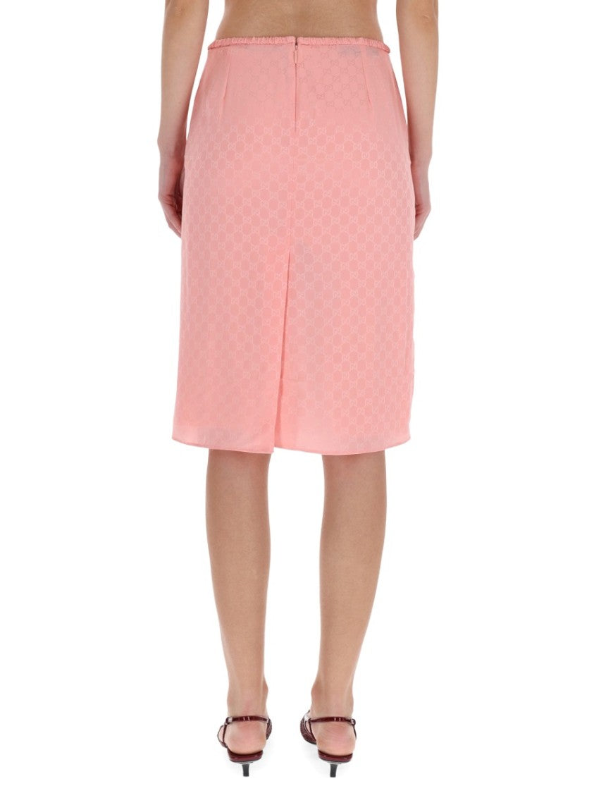 Gucci Knee-Length Silk Skirt With Subtle Tonal Pattern