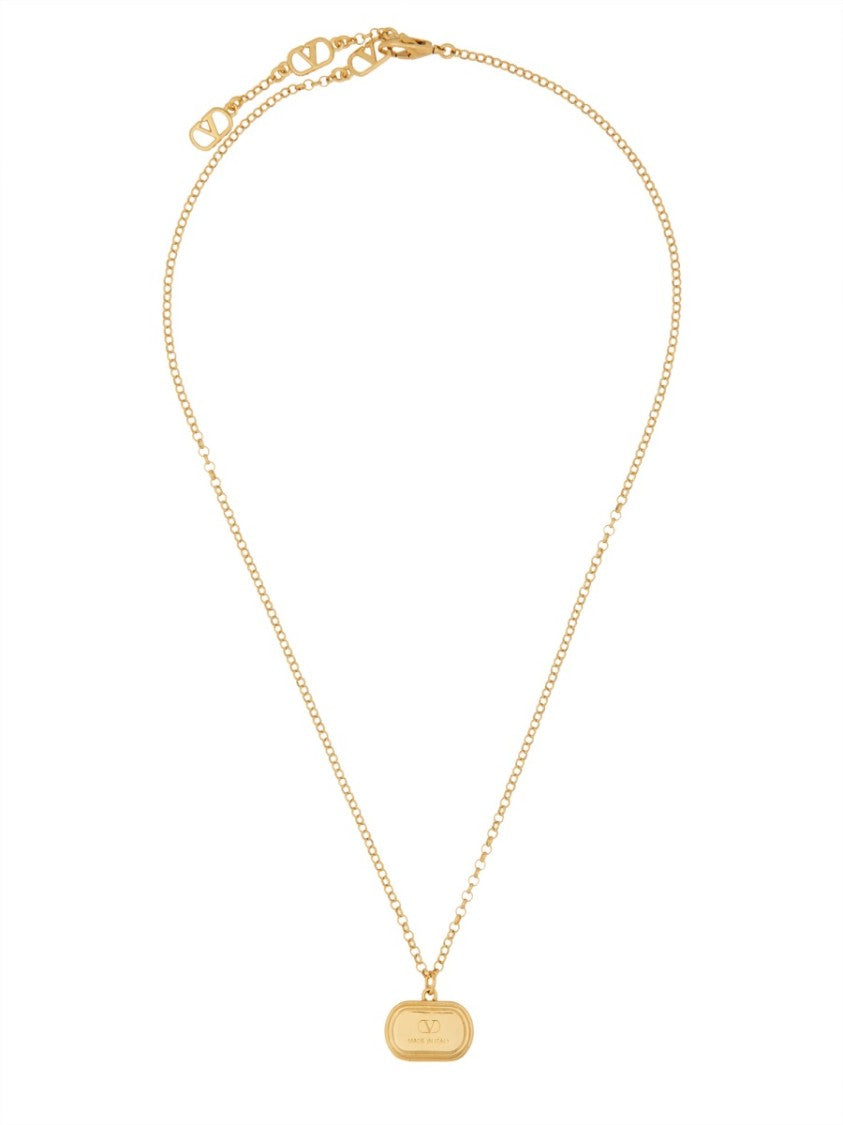 Valentino Garavani Brass And Enamel Pendant Necklace