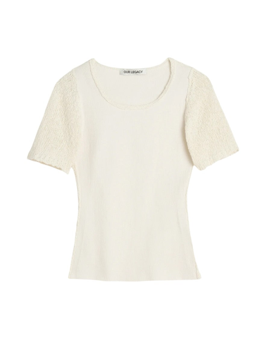 Our Legacy Fitted Cotton Top With Textured Sleeves