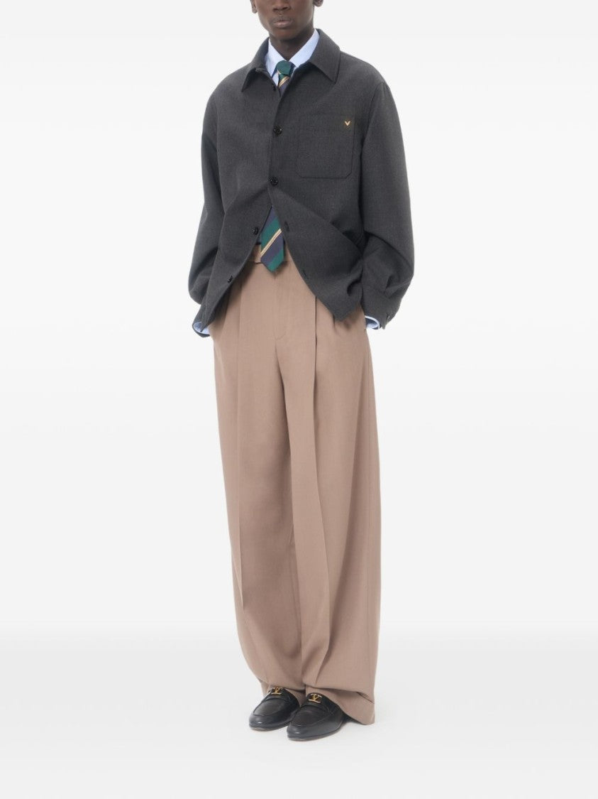 Valentino Garavani Black Boxy V-Emblem Classic Collar Jacket