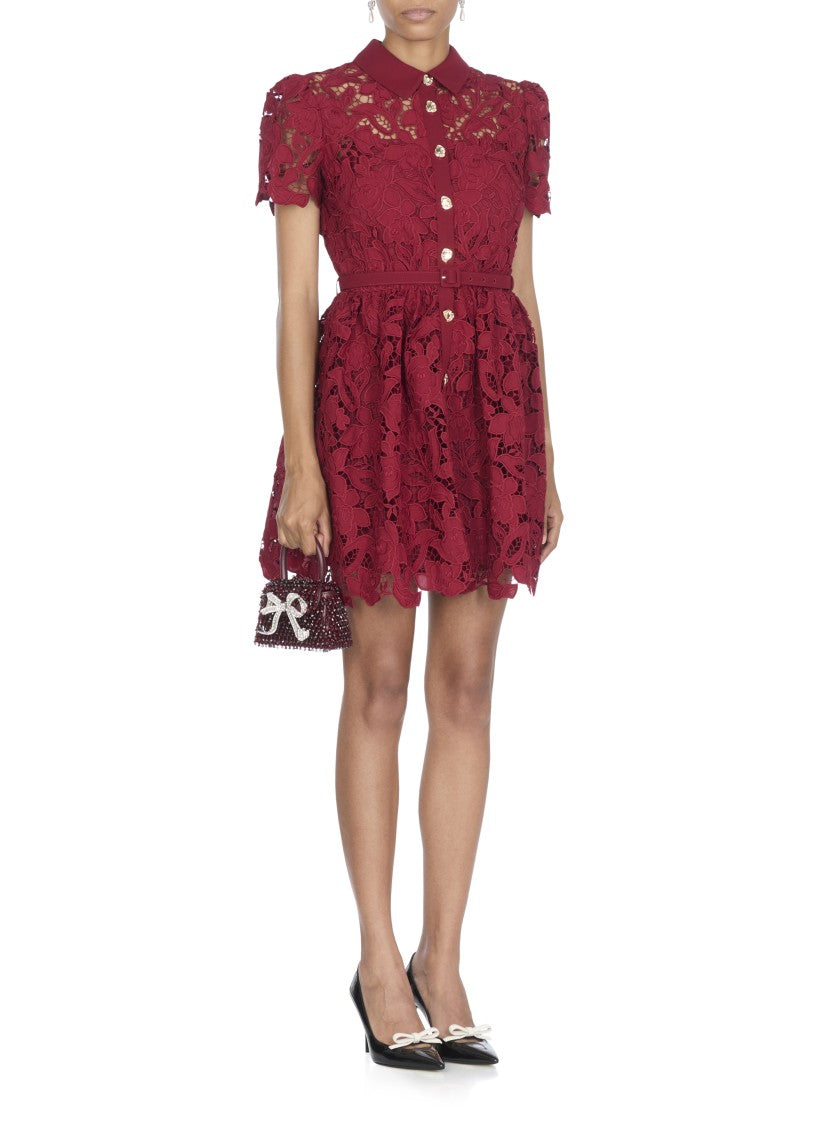 Self-Portrait Bordeaux Lace Dress