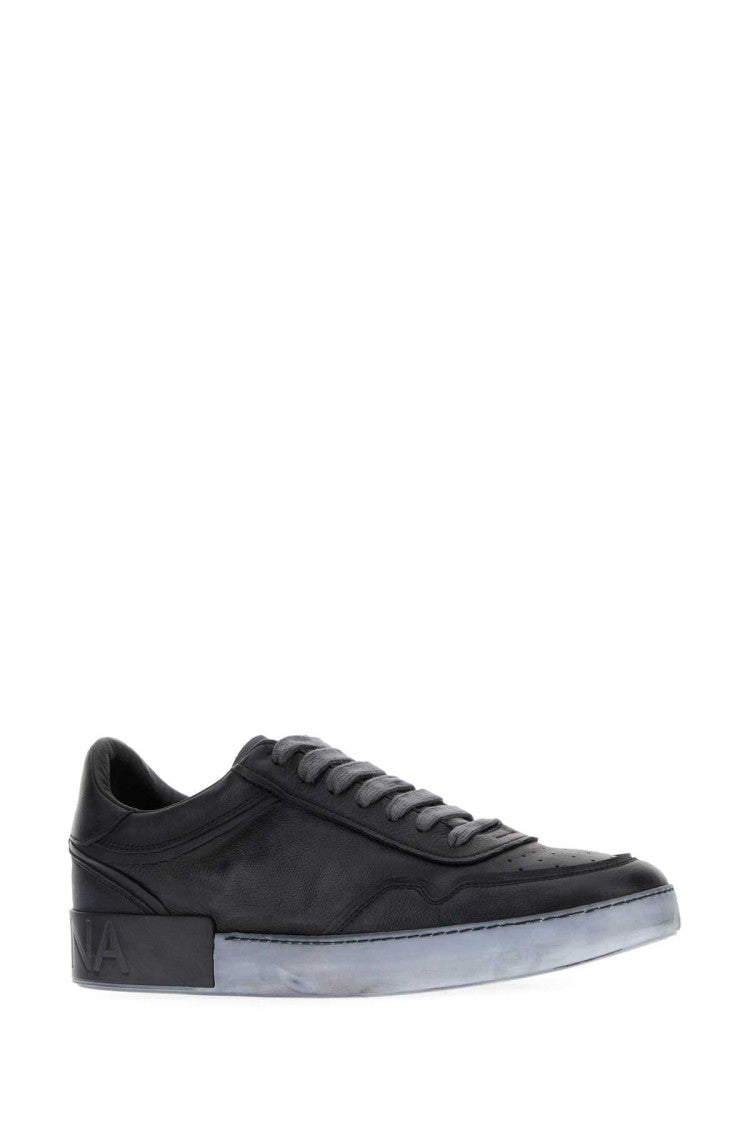 Dolce & Gabbana Black Leather Sneakers With Translucent Sole