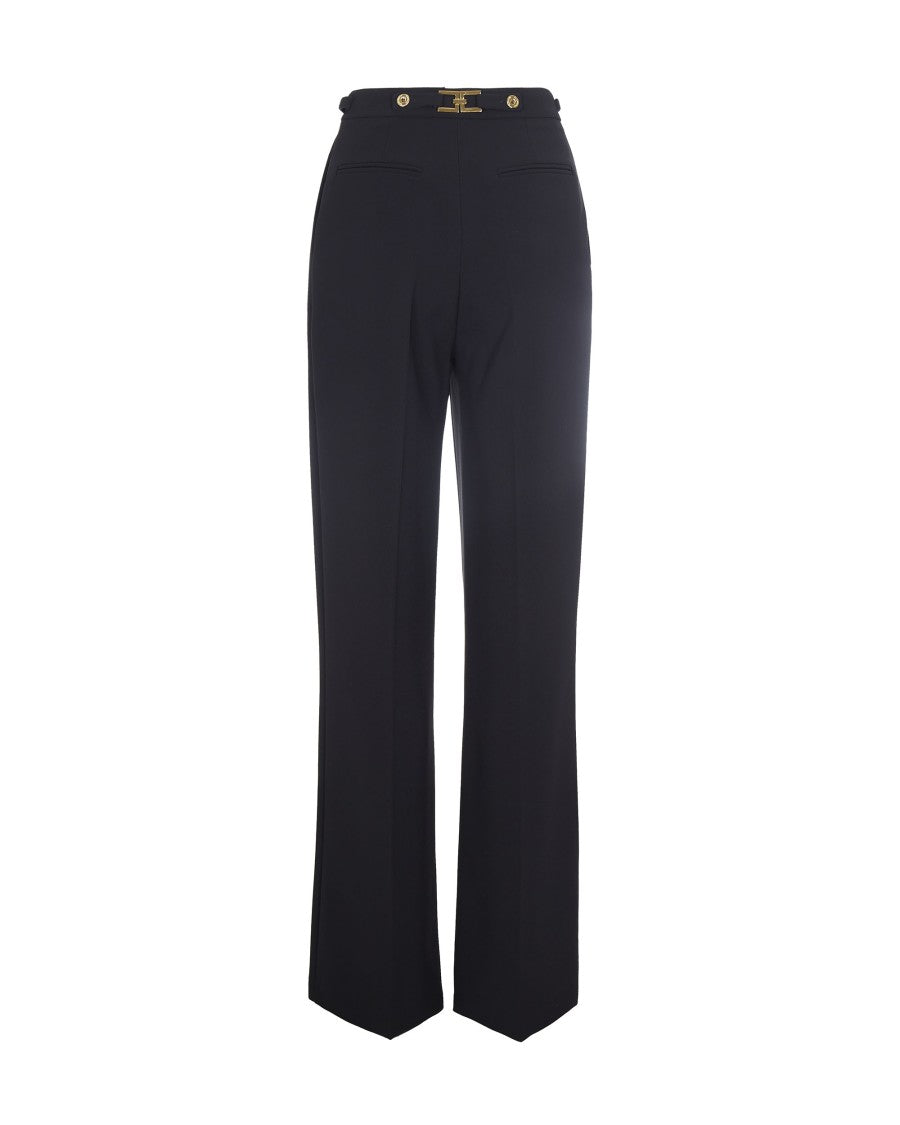 Elisabetta Franchi Crêpe Pants With Jewel Detail – Black