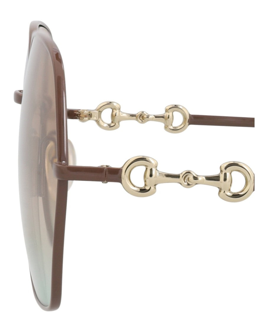 Gucci Square-Frame Metal Sunglasses With Gradient Lenses
