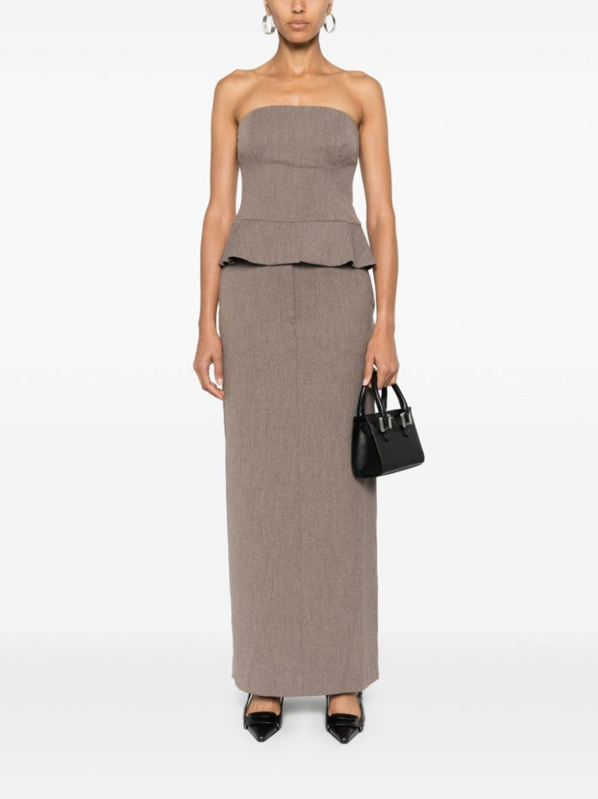 Beaufille Tailored Strapless Brown Blouse