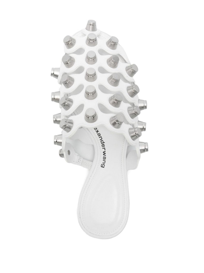 Alexander Wang White Rexa Cage Slides With Cut-Out Design