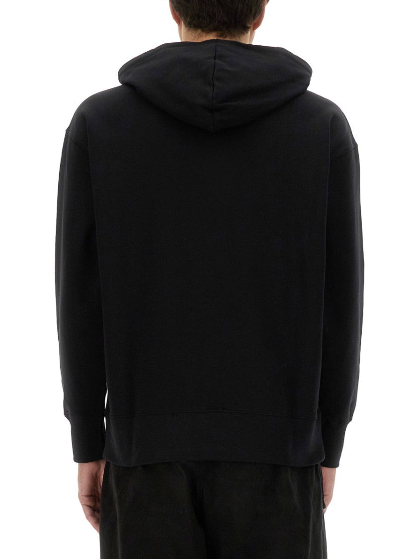Msgm Black Hoodie With Adjustable Drawstring And Subtle Logo