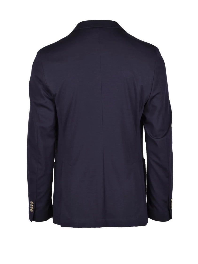 Berry & Brian Blue Rounded Viscose Polyamide Elastane Blazer Jacket
