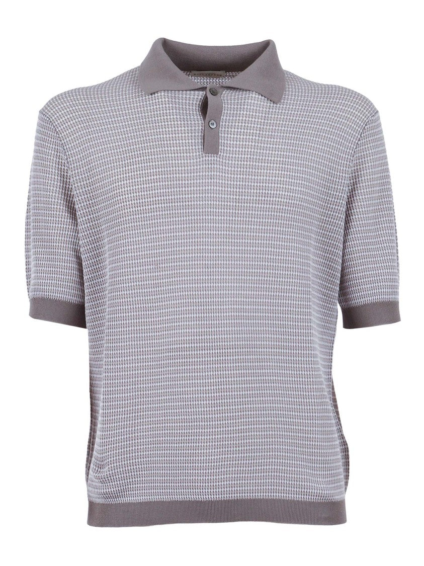 Ballantyne Grey Textured Short Sleeve Polo Shirt