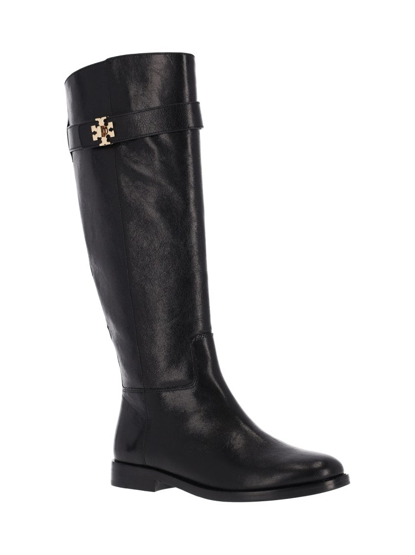 Tory Burch Black Lock Ridin Leather Boots