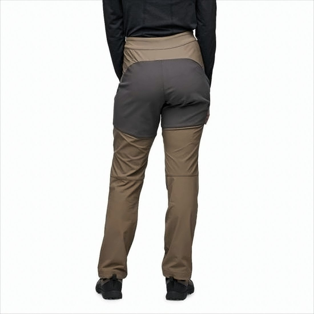 Black Diamond Two-Tone Straight Pants With Zippered Pockets And Fitted Waist