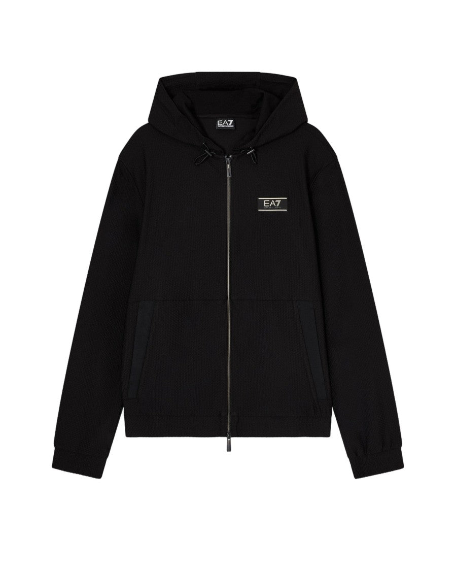 Ea7 Emporio Armani Full-Zip Sweatshirt With Drawstring Hood