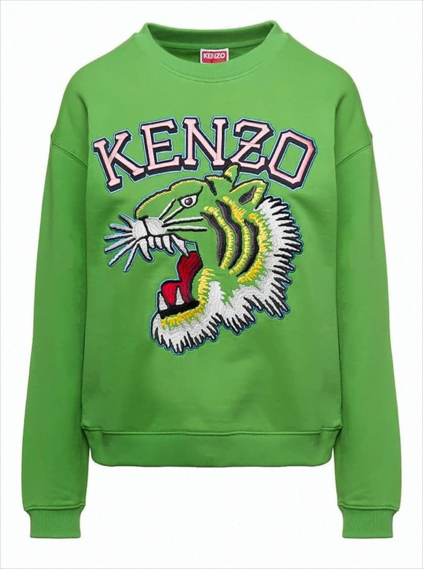 Kenzo Embroidered Tiger Head Green Long-Sleeve Sweatshirt