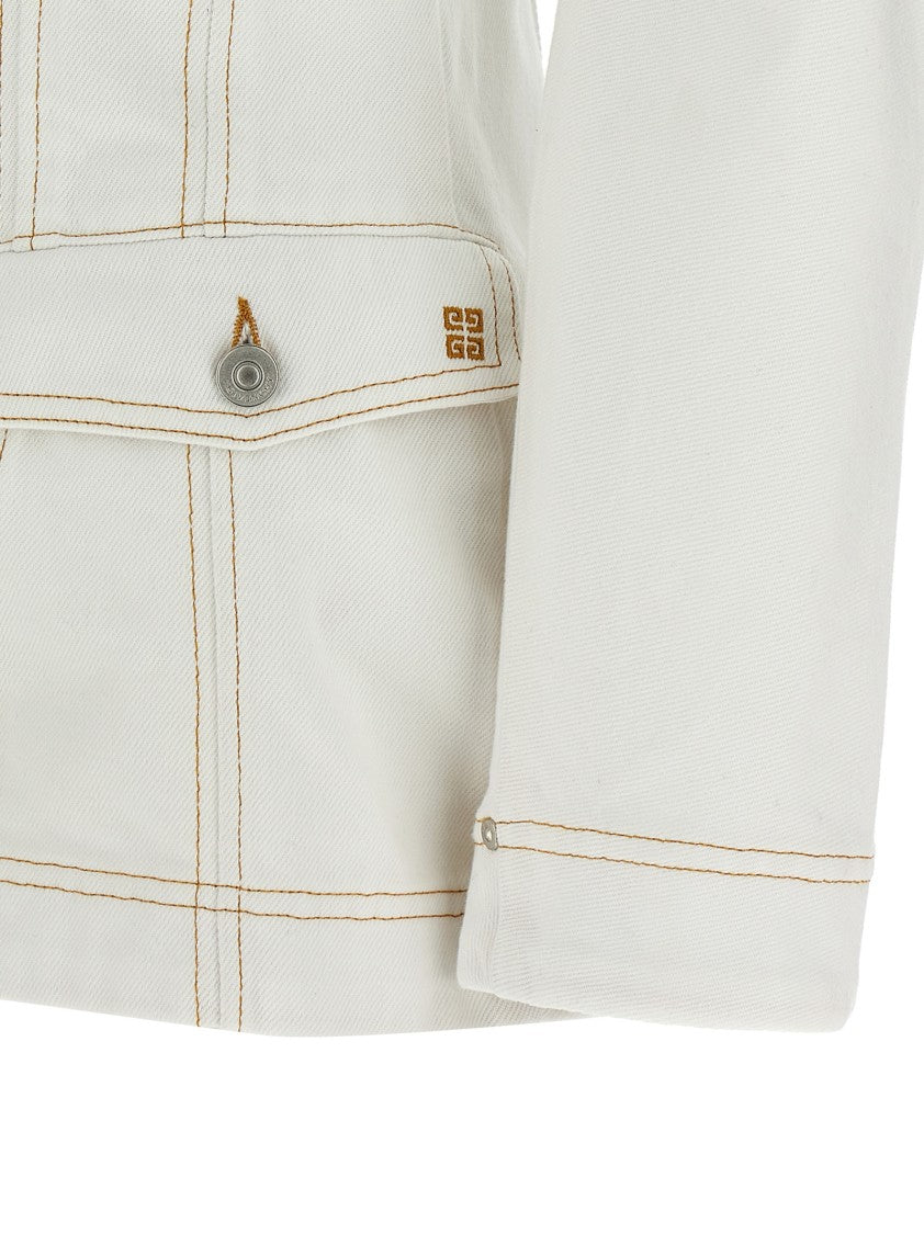 Givenchy Flared Cotton Denim Jacket With Contrasting Stitching