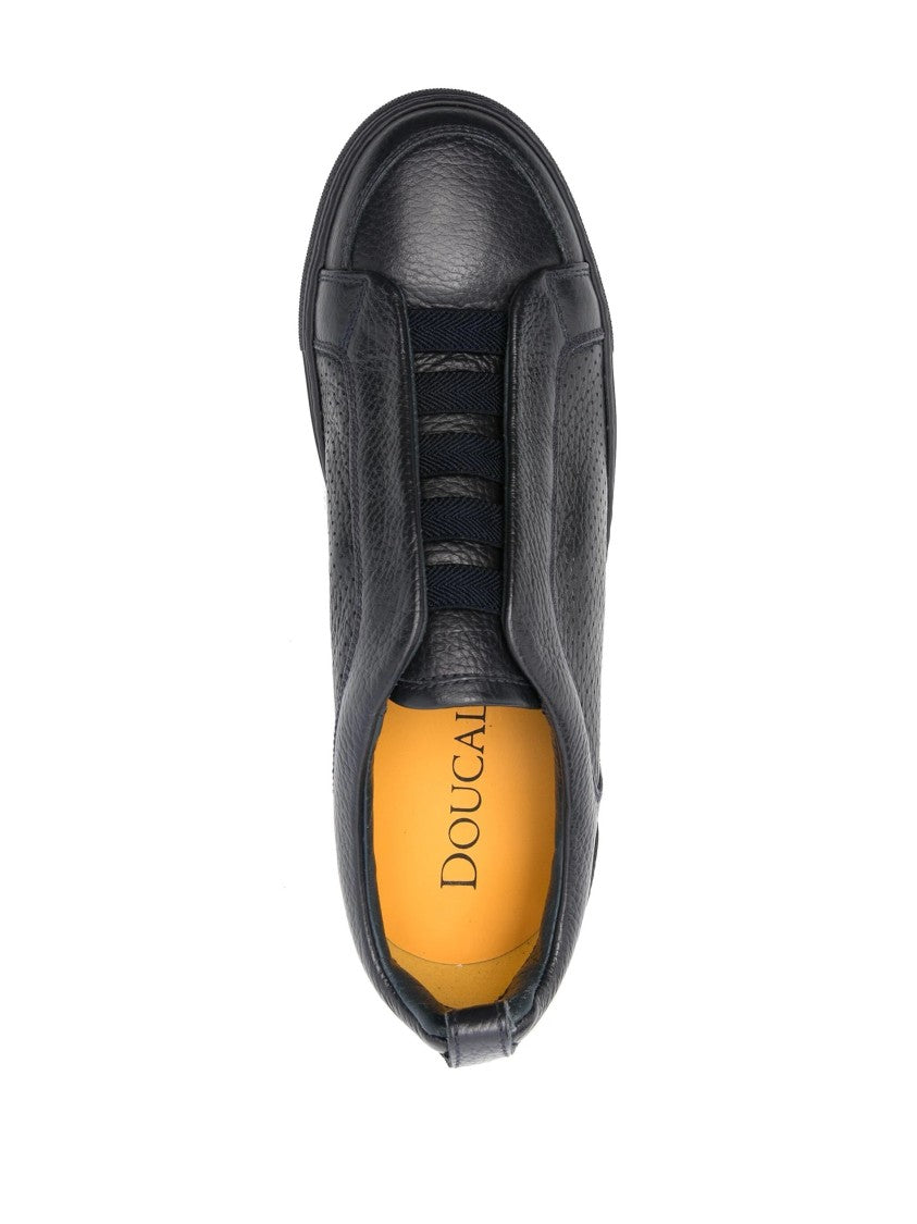 Doucal's Blue Trainers With Textured Leather