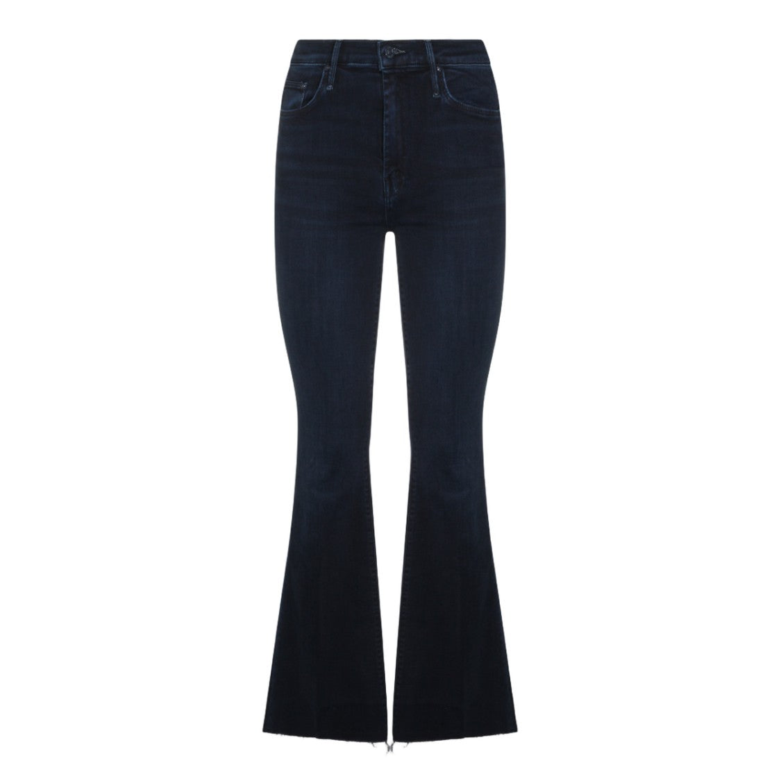 Mother High-Waisted Indigo Flared Jeans With Raw Hem