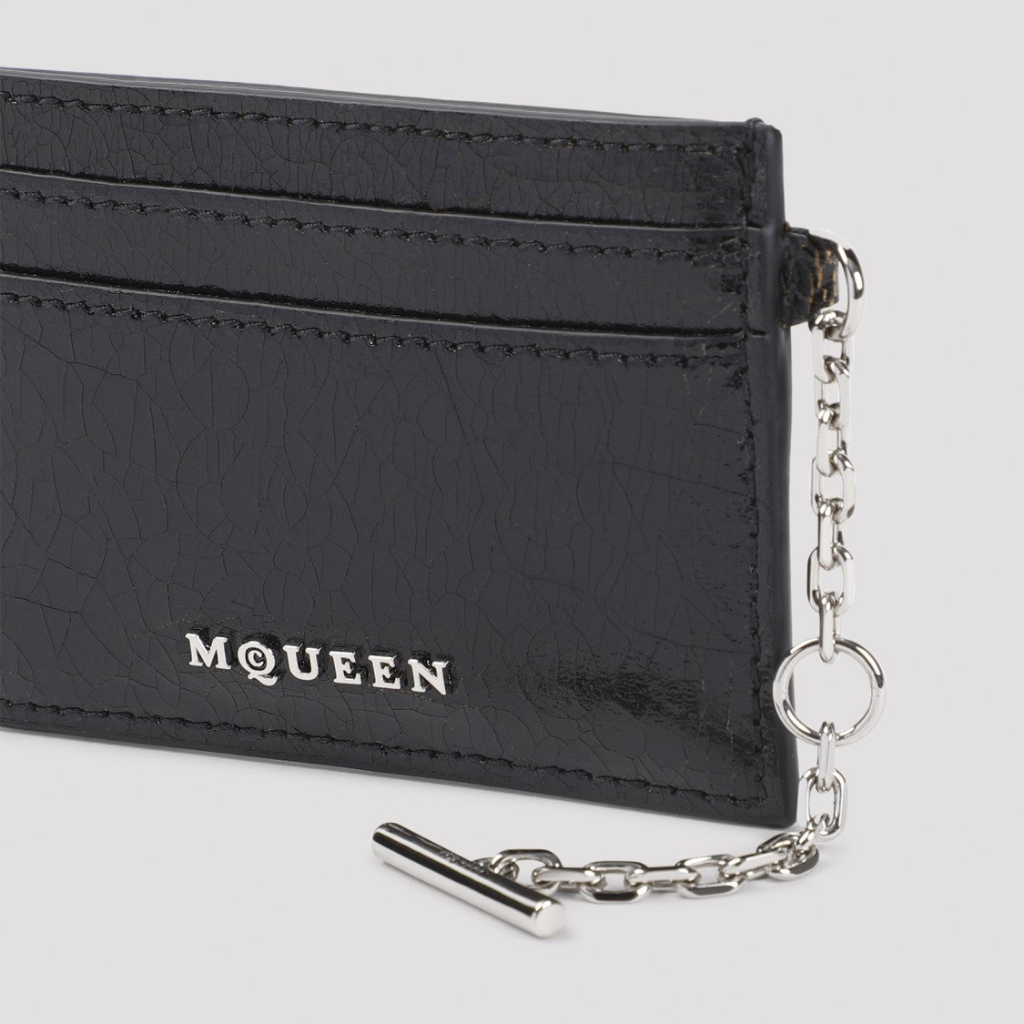 Alexander Mcqueen Leather Wallet With Compact Design And Chain Detail