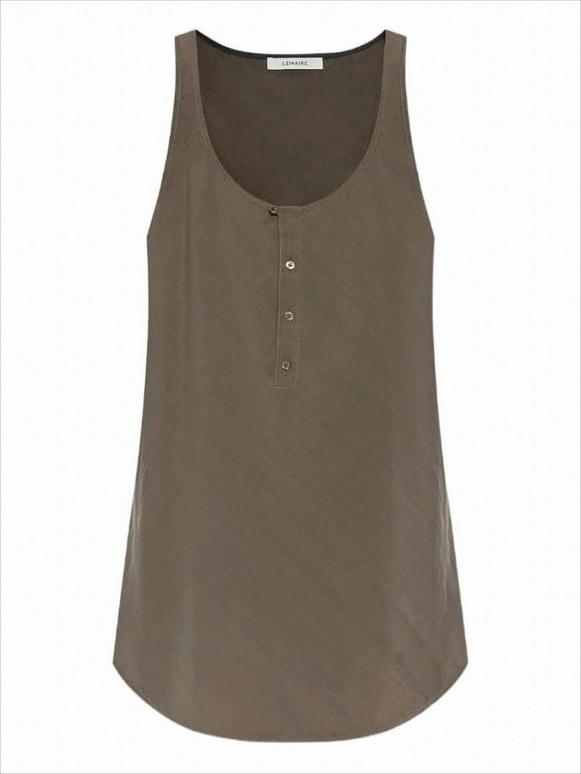 Lemaire Scoop Neck Sleeveless Top With Front Button Placket