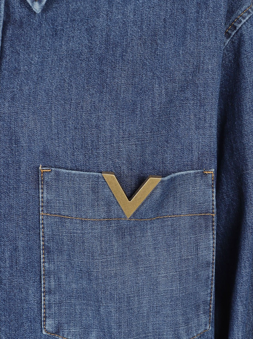 Valentino Garavani Blue Denim Button-Down Shirt