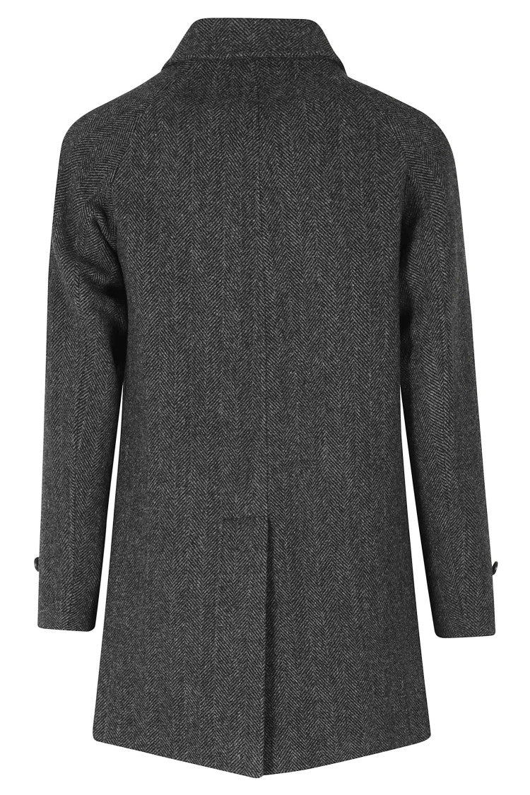 Breras Milano Anthracite Spiked-Weave Virgin Wool Raglan Coat