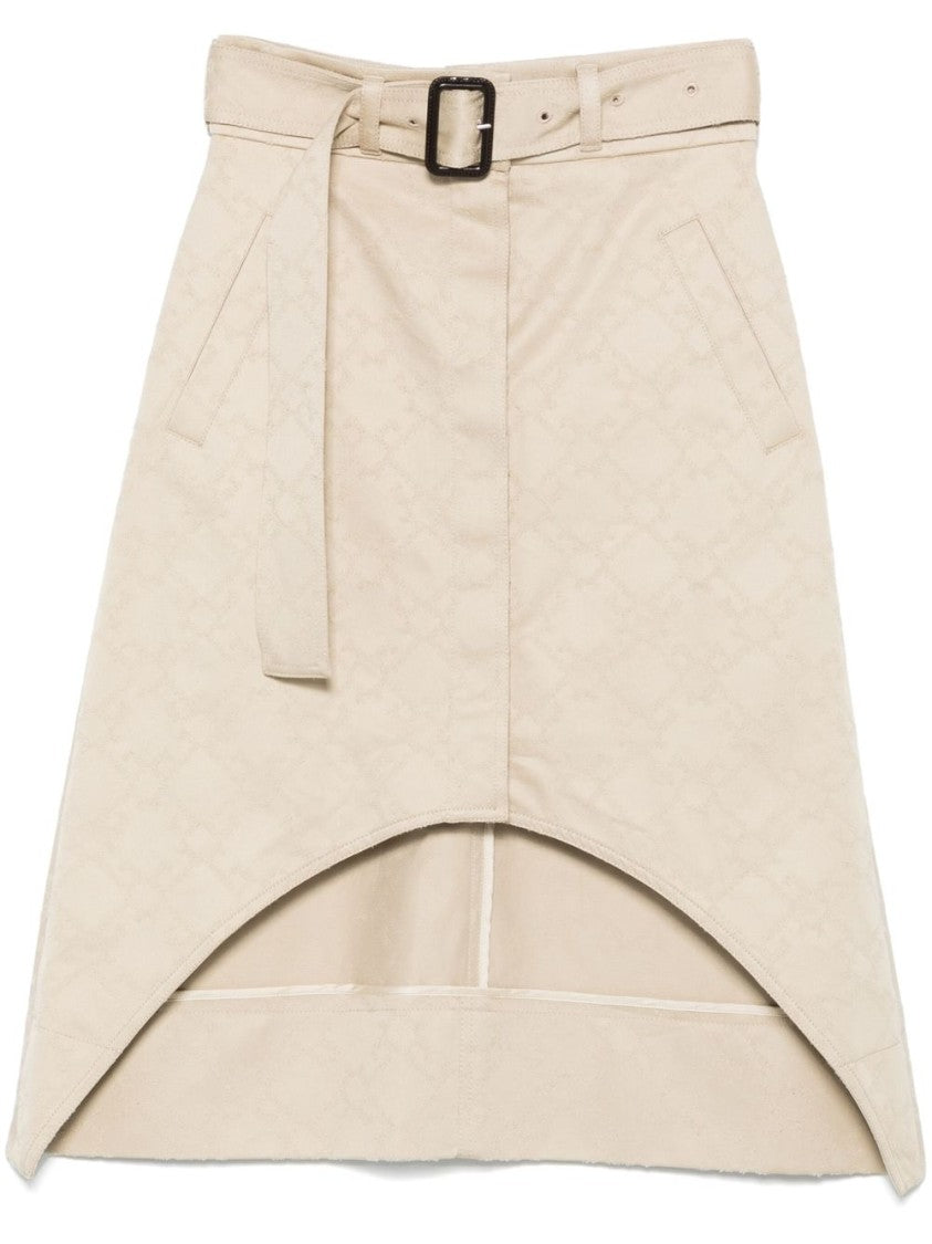 Givenchy Light Beige Belted Front Welt Skirt